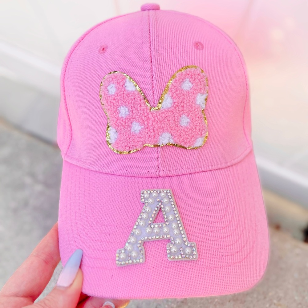 Hats for Disney, Minnie Mouse bow patch, stoney clover, womens trucker hat